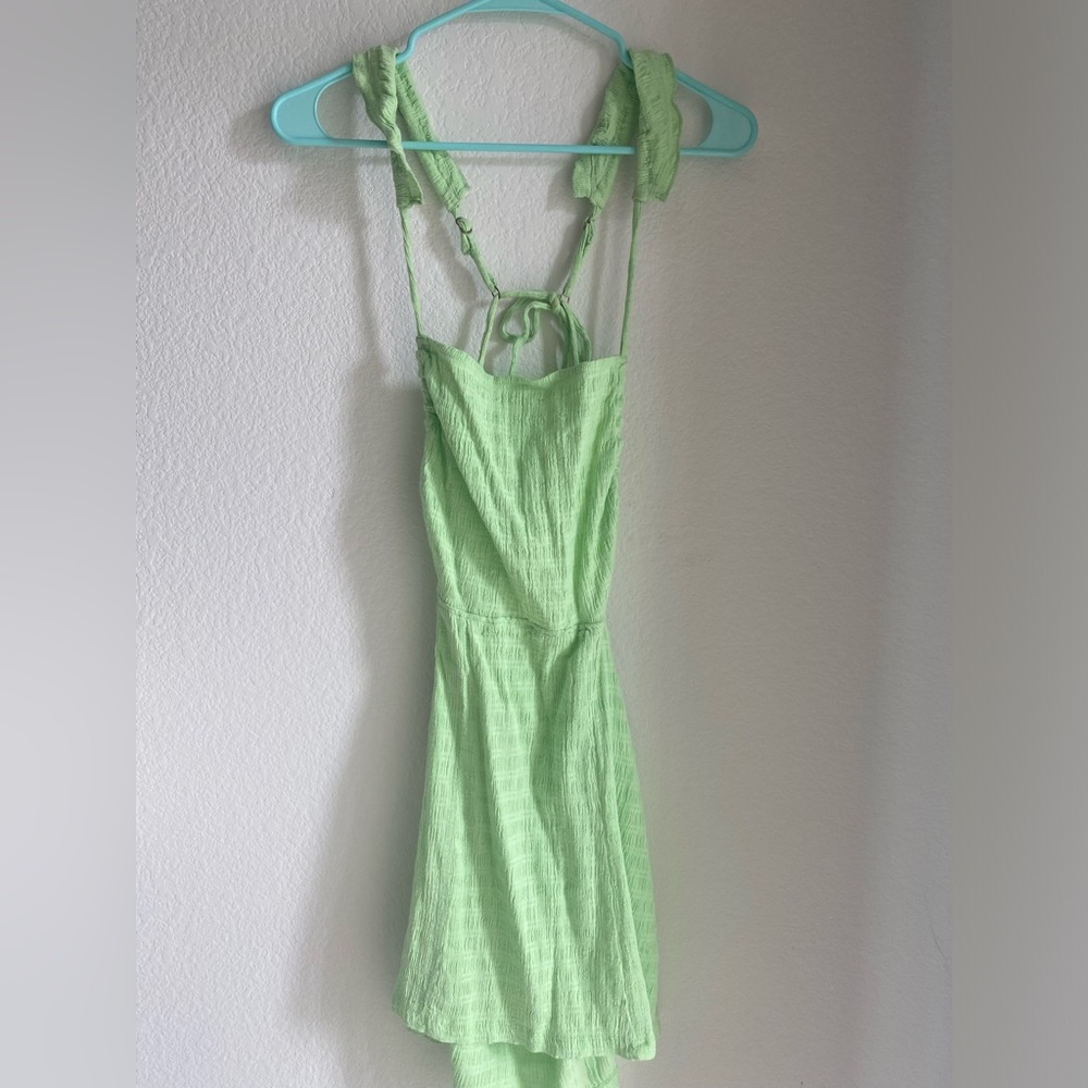 Free People Lime Green Mini Linen Dress